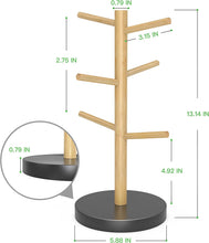 Load image into Gallery viewer, Bamboo Mug Holder Tree, Thicker Base Coffee Cup Holder Stand for Counter, Mug Rack with 6 Hooks
