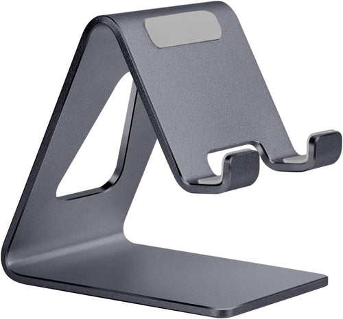 Cell Phone Stand -  Desk Phone Holder - Aluminum Mobile Phone Cradle Dock for Iphone 13 12 Pro 11 X Xs Max 8 7 6 6S plus SE 5 Samsung All Smart Phones (Dark Gray)