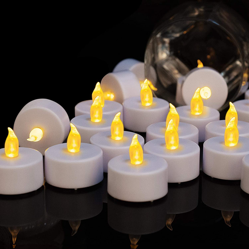 Tea Lights Candles: 24 Pack Battery Operated LED Tea Lights Candles Lamp Realistic and Bright Flickering Holiday Gift Long Lasting 200+ Hours for Seasonal & Festival Celebration