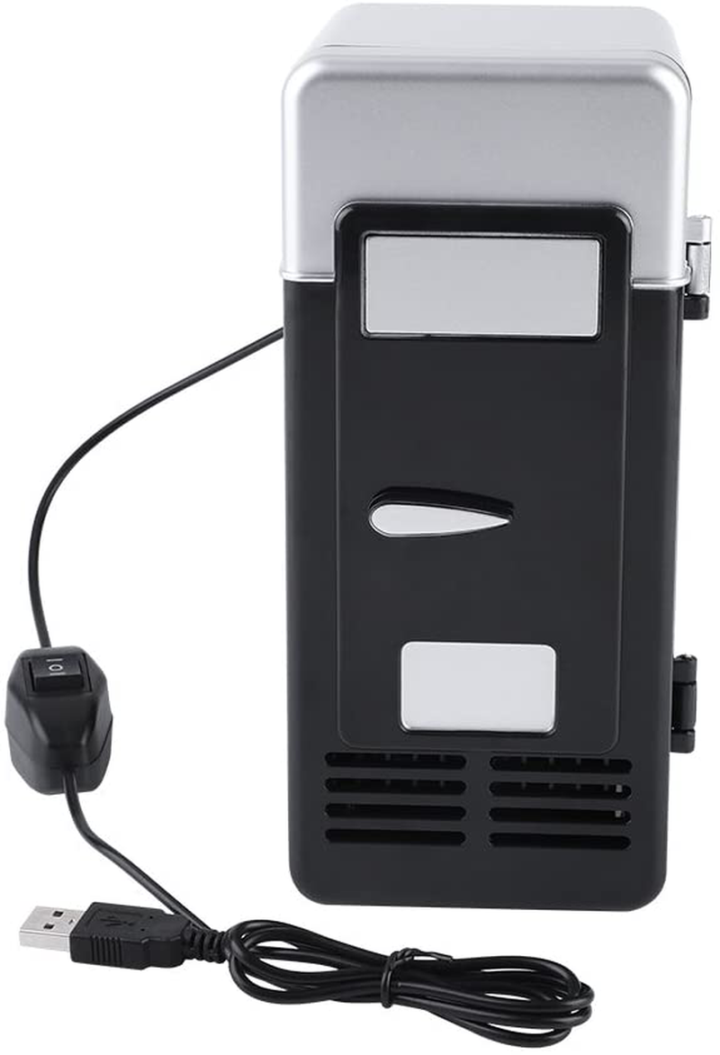 Mini USB Refrigerator Cooler Beverage Drink Cans Refrigerator and Heater for Office Desktop Hotel Home Car (Black)