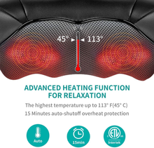 Load image into Gallery viewer, Shiatsu Neck and Back Massager with Soothing Heat, Nekteck Electric Deep Tissue 3D Kneading Massage Pillow for Shoulder, Leg, Body Muscle Pain Relief, Home, Office, and Car Use
