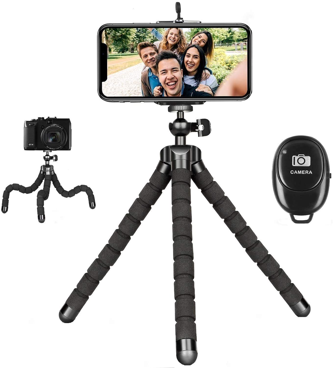 Flexible Phone Tripod with Wireless Remote, Mini Tripod Stand for Iphone 13 12 Mini 11 Pro XS Max XR X Samsung Android Camera Adjustable Iphone Tripod Stand for Video Recording Vlogging