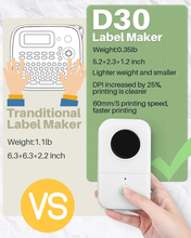 Load image into Gallery viewer, Portable Label Maker-Small Wireless Label Printer,Phomemo D30 Label Maker Machine Compatible with Ios + Android, Great for Home, Office, Supermarket,Include 1Roll Thermal Paper,White Color (White)
