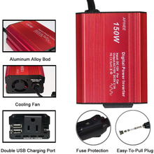Load image into Gallery viewer, Car Power Inverter,150W Power Inverter for Car, Car Inverter Power Outlet DC 12V to 110V AC Converter Outlet Charger with 2.1A 1A Dual USB Charger for Phone, Ipad, Laptop, Camera, Camping, Etc
