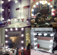 Load image into Gallery viewer, Hollywood Style Led Vanity Mirror Lights Kit with 10 Dimmable Light Bulbs for Makeup Dressing Table, Plug in Lighting Fixture Strip, White (No Mirror Included)
