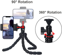 Load image into Gallery viewer, Phone Tripod, Portable and Flexible Tripod with Wireless Remote and Universal Clip, Mini Tripod Stand for Iphone Samsung Smartphone/Digital Camera
