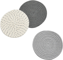 Load image into Gallery viewer, Potholders Set Trivets Set 100% Pure Cotton Thread Weave Hot Pot Holders Set (Set of 3) Stylish Coasters, Hot Pads, Hot Mats,Spoon Rest for Cooking and Baking by Diameter 7 Inches (4 Color Variants)
