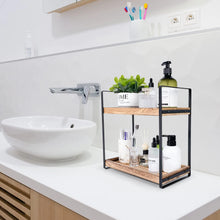 Load image into Gallery viewer, 2-Tier Countertop Organizer for Bathroom Counter -  Wood Bathroom Counter Organizers Shelf for Vanity, Bathrooms and Other Tabletops
