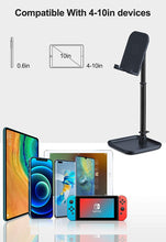 Load image into Gallery viewer, Height Adjustable Cell Phone Stand -  Desk Phone Holder for Iphone 13 12 11 Pro XR XS MAX 8 7 6 plus Samsung Ipad Mini Tablets (4-10&quot;) Home Office Décor (Black)
