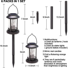 Load image into Gallery viewer, Outdoor Solar Candles Lights Flickering Decorative Lantern Stake Lighting for Garden, Backyard, Lawn, Pathway, Patio Accessories and Decor ( 6 Pack , Black )
