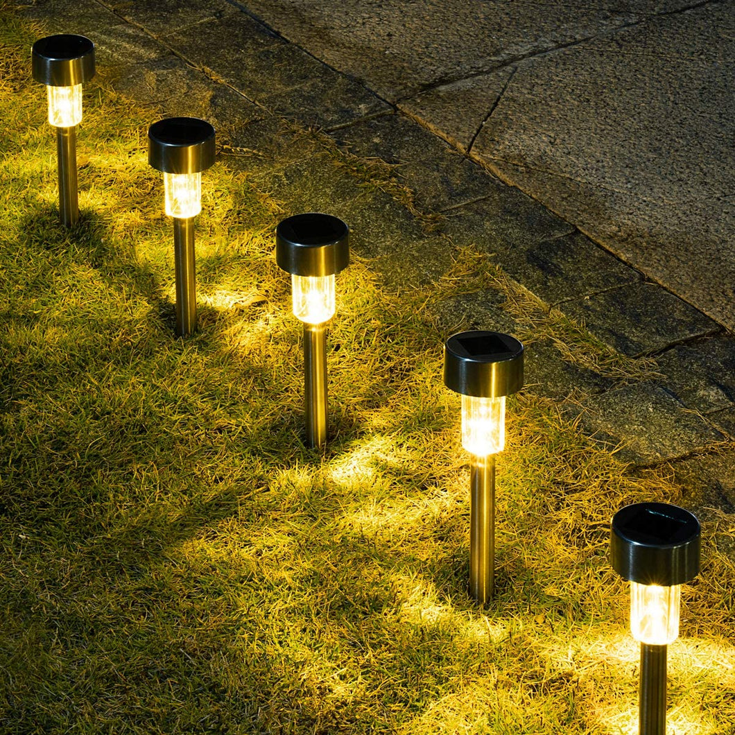 16 Pack Solar Path Lights Outdoor,Solar Lights Outdoor Garden Led Light Landscape/Pathway Lights for Patio/Lawn/Yard/Driveway/Walkway (Stainless Steel,Cold White)