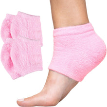Load image into Gallery viewer, Moisturizing Heel Socks 2 Pairs Gel Lined Fuzzy Toeless Spa Socks to Heal and Treat Dry, Cracked Heels While You Sleep (Regular, Slate)
