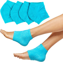Load image into Gallery viewer, Moisturizing Heel Socks 2 Pairs Gel Lined Fuzzy Toeless Spa Socks to Heal and Treat Dry, Cracked Heels While You Sleep (Regular, Slate)
