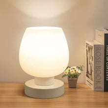 Load image into Gallery viewer, Bedside Table Lamp with Touch - Modern Small Lamp for Bedroom Living Room Nightstand, Desk Lamp with White Opal Glass Lamp Shade, Warm LED Bulb, 3 Way Dimmable, Simple Design Christmas Gift
