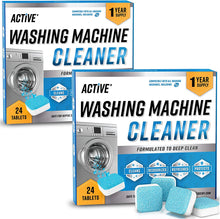 Load image into Gallery viewer, Washing Machine Cleaner Descaler 24 Pack - Deep Cleaning Tablets for HE Front Loader &amp; Top Load Washer, Septic Safe Eco-Friendly Deodorizer, Clean inside Drum and Laundry Tub Seal - 12 Month Supply
